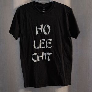 Black Short-Sleeve Graphic Tee with White Text - Men